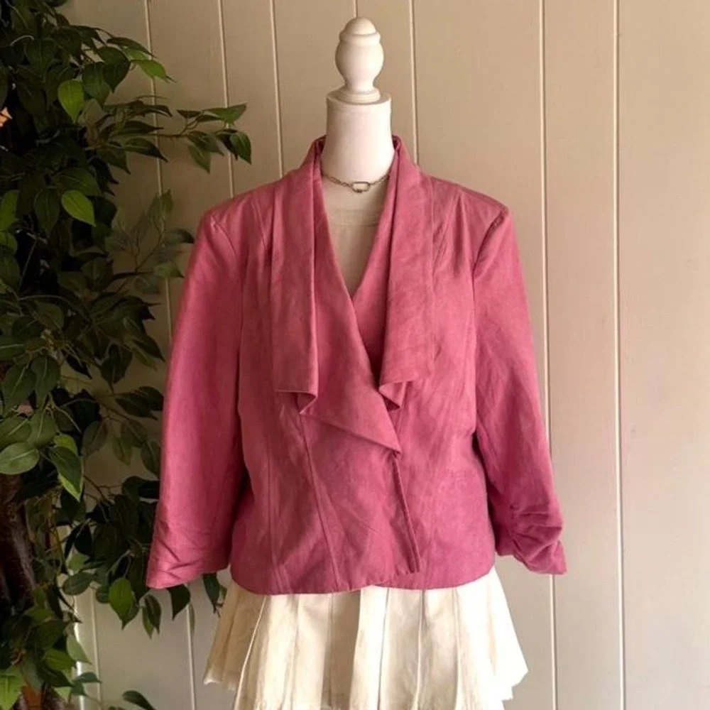 Dressbarn Light Pink 3/4 Sleeve Fully Lined Blazer Women's Size XL Fairycore
